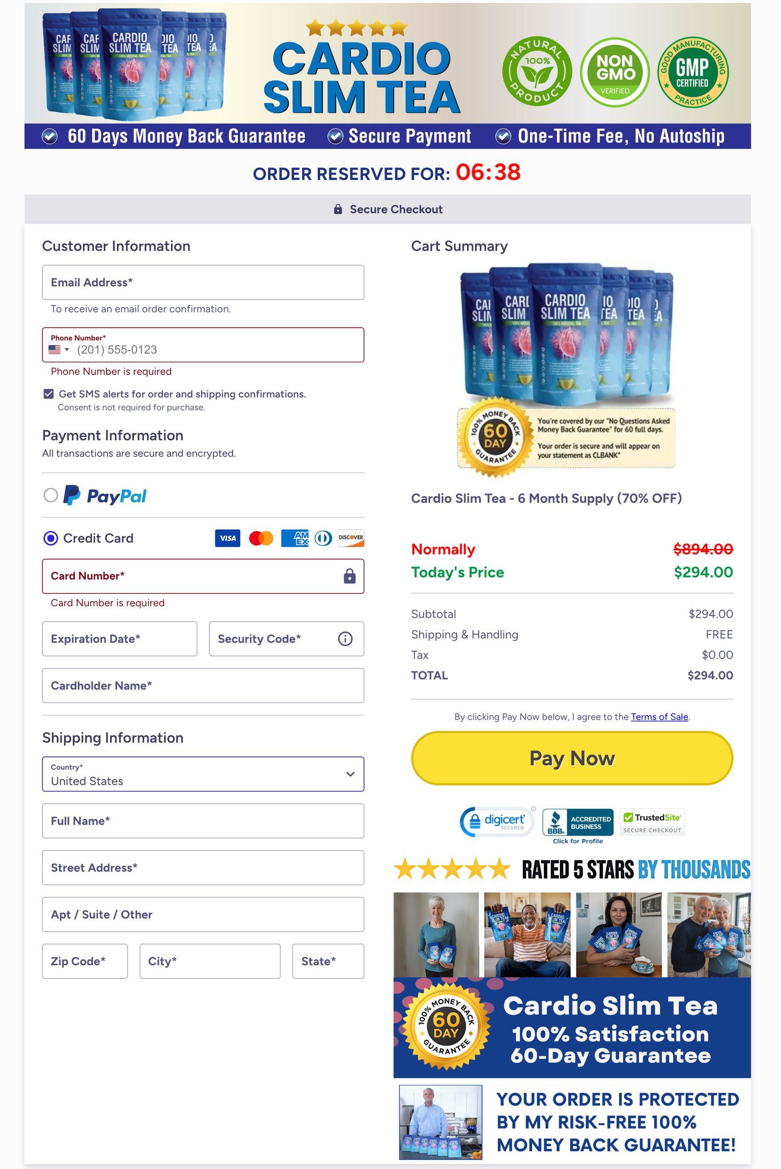 Cardio Slim Tea Official Website Secure Order Page